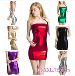 Candy Color Sexy Oil Glossy Sheer Micro Mini Dress