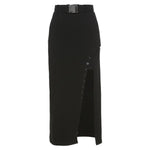 Gothic High Waist A-Line Sexy Slit Side Long Dress - Alt Style Clothing