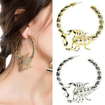 Make a Statement with Big Gothic Scorpions Ear Hoop Earrings with Rhinestones