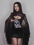 Gothic Faux Leather Dress Lace Suit Sexy Flare Sleeve - Alt Style Clothing