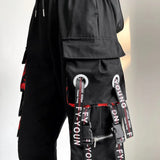 Gothic Harem Pants with Punk Pockets and Chain - Jogger Trousers