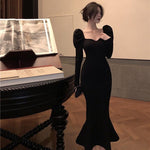 Elegant Mermaid Long Dress One Piece Vintage Gothic Evening Party Dress - Alt Style Clothing