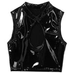 Patent Leather Glossy Shaping Sheath Crop Tank Top - Alt Style Clothing