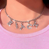 Silver Color Alphabet Pendant Necklace