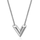V Letter Pendant Necklace For Woman Titanium Steel