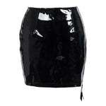 Shiny Faux Leather Bodycon Mini Skirt with Side Zipper – High Street Style