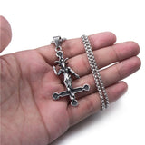 Baphomet Goat Inverted Cross Stainless Steel Pendant Necklace - Alt Style Clothing