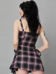 InsDoit Gothic Plaid Bandage Dress - Alt Style Clothing