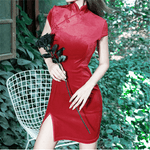 Cheongsam Vintage skinny Dress Women Satin Gothic Style - Alt Style Clothing