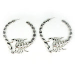 Make a Statement with Big Gothic Scorpions Ear Hoop Earrings with Rhinestones