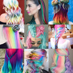 22 Inch Synthetic Rainbow Hair Extensions - Colorful Clip-In Highlights