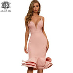 Trumpet Bandage Spaghetti Strap Dress with V-Neck