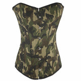 Camouflage Boned Overbust Corset Slim Waist Army Girl - Alt Style Clothing