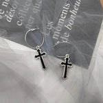 Make a Bold Statement with Black Hollow Cross Big Earrings