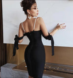 Strapless Bandage Bodycon Dress with Spaghetti Straps