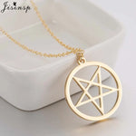 Retro Satanic Pentagram Pendant Necklace - Antique Gold, Steel, Rose