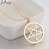 Retro Satanic Pentagram Pendant Necklace - Antique Gold, Steel, Rose