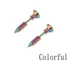 Punk Gothic Screw Spike Stud Earrings – Stainless Steel Design