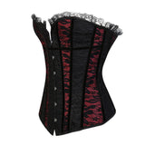 Lace Cover Overbust Corset Lace Up Boned Waist and Body Shaper