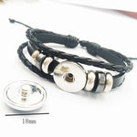 Black Cat Glass Charm Bracelet - Viking Leather Retro Style