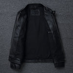 Edgy Motorcycle Jacket in Genuine Leather with Stand Collar