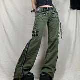 Low-Waist Y2K Baggy Cargo Jeans – Vintage Bleached Blue