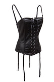 Vinyl Leather Strapped Bustier Steampunk Open Bust Overbust Corset - Alt Style Clothing