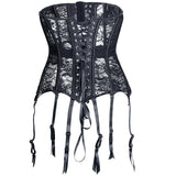 Gothic Lace Up Boned Overbust Bustier Waist Trainer - Alt Style Clothing