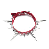 Long Spike Choker Punk Faux Leather Collar - Alt Style Clothing