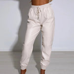 PU Elegant Office Casual Loose Harem Leather Pants