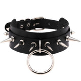 PU Leather Rivet Choker Chain Necklace - Alt Style Clothing