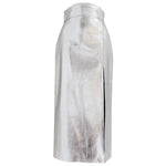 Reflective patent leather skirt with slit high waist long skirt - Alt Style Clothing