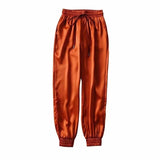 High Waist Satin Jogger Pants - Alt Style Clothing