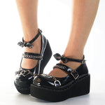 Gothic Shoes - PU Leather Heart Ankle with Maryzhen Shoes