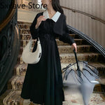 Elegant Black Midi Shirt Gothic Dress - Alt Style Clothing