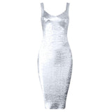 Bandage Party Midi Bodycon Evening Luxury Dress with V-Neck - Alt Style Clothing