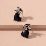 Punk Devil Wings Heart-Shaped Earrings 