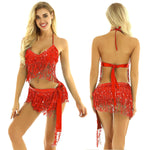 Shiny Sequins Tassels Carnival Rave Performance Belly Dance Costume - Alt Style Clothing