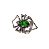 Gothic Vintage Green Crystal Spider Pendant Necklace