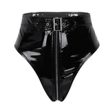 Wetlook Leather Booty Shorts High Waist Belted Zipper - Alt Style Clothing