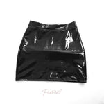 Patent Leather Tight Hip Elastic Metallic Solid Color A-Line Skirt - Alt Style Clothing