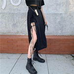 Vintage Dark Gothic High Split Mid-Calf Skirt - Alt Style Clothing