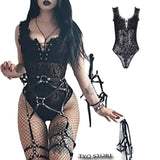 Gothic Lace Hollow-Out Sleeveless Bodysuit