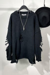 Gothic High Long Sleeves Black Sweater - Alt Style Clothing