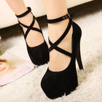 Super High Heel Pointed Toe Stiletto Dress Pumps – Elegant Buckle Strap Design