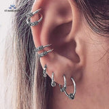 Goth Vintage Piercing Set – Boho Stud and Ear Cuff Combo