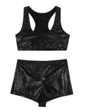 High Waist Faux Leather Shorts Elastic Push up PU Hot Pants With Crop Top