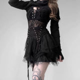 Gothic Lace Hollow-Out Sleeveless Bodysuit