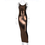 Sexy Slim Spaghetti Strap Sleeveless V-Neck Maxi Dress - Alt Style Clothing