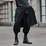 Drawstring Solid Gothic Pants Kilt Design